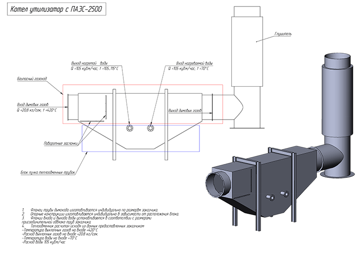 Чертеж котла-утилизатора с ПАЭС-2500